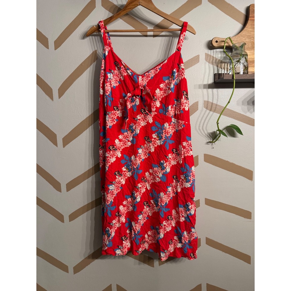 Disney BoxLunch Dress Womens 3 Red Lilo Stitch Tropical Hibiscus Her Universe